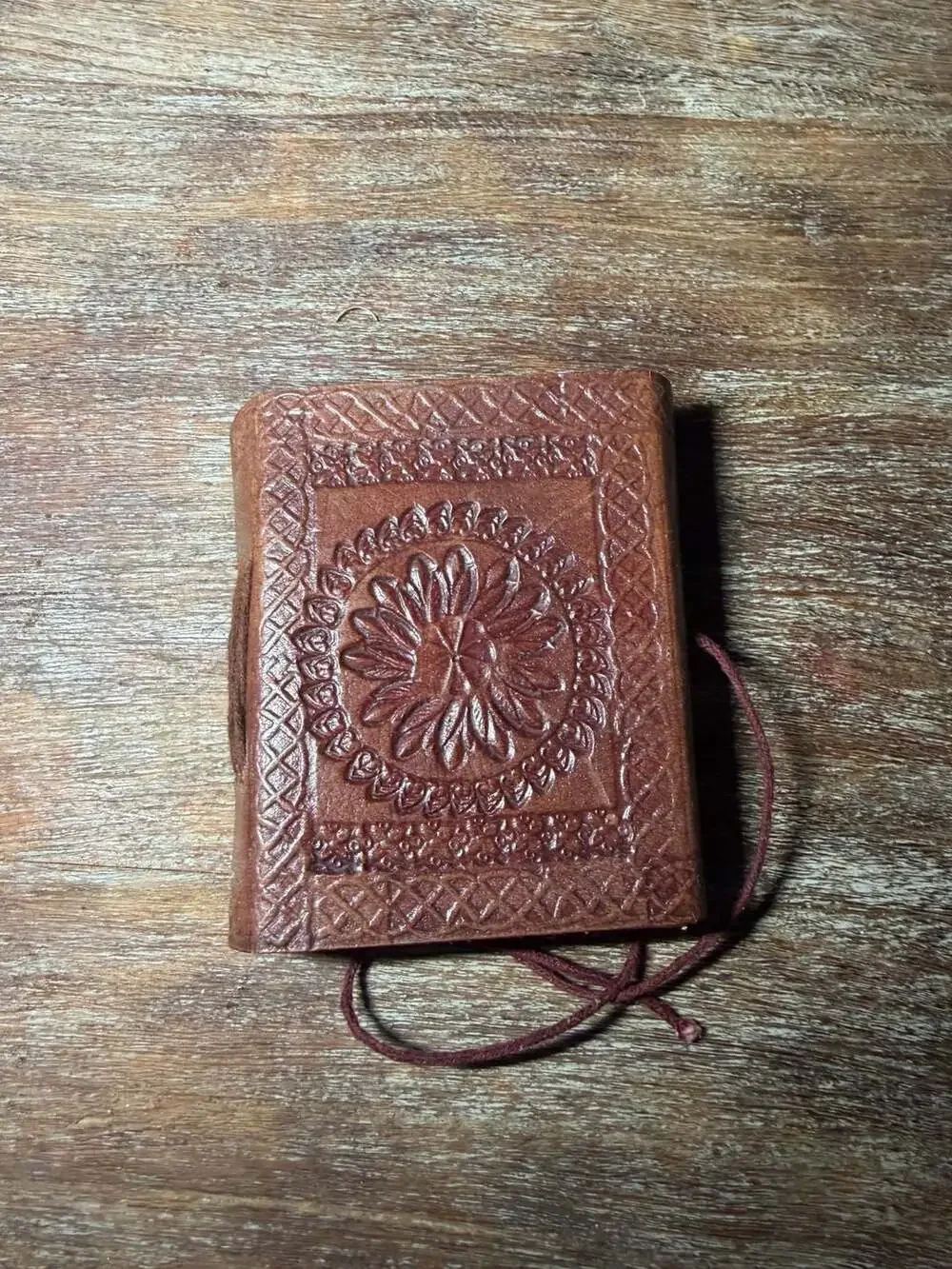 Handmade Embossed Leather Pocket Mini Notebook Journal